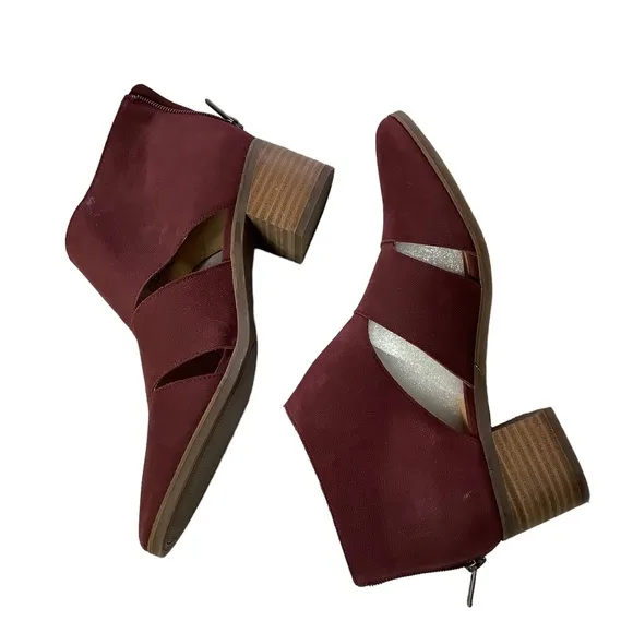 Lucky Brand Sugar Red Ralwan Ankle Boot Zipper 2&quot; Heel