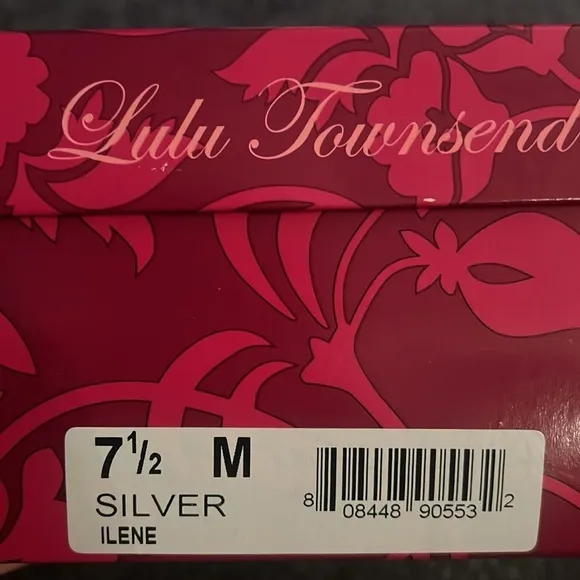 Lulu Townsend Silver Slingback Peep toe Heels. Approx. 4 in heel. (7.5)