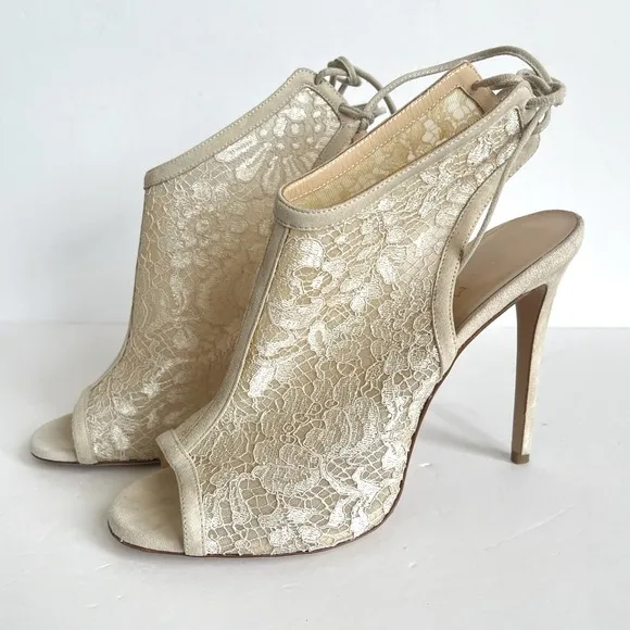 M. Gemi Italy Ninna lace-up heel  peep toe pump heels shoes size 10 / EU41