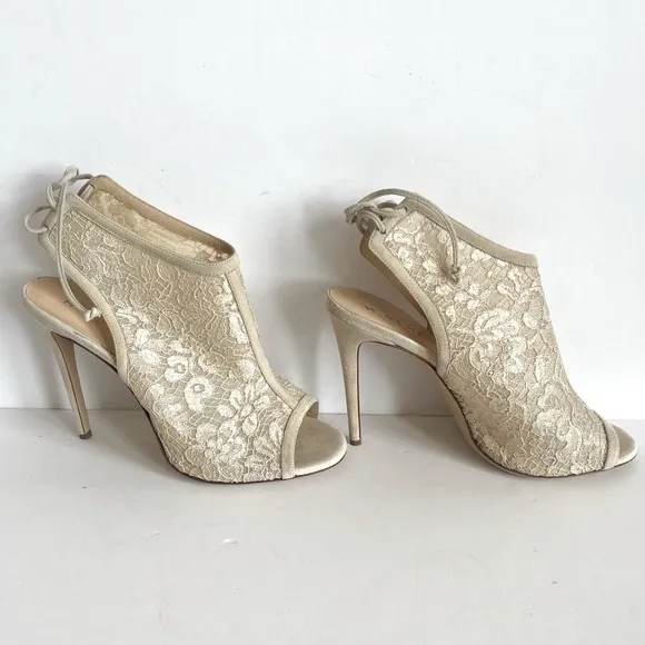 M. Gemi Italy Ninna lace-up heel  peep toe pump heels shoes size 10 / EU41