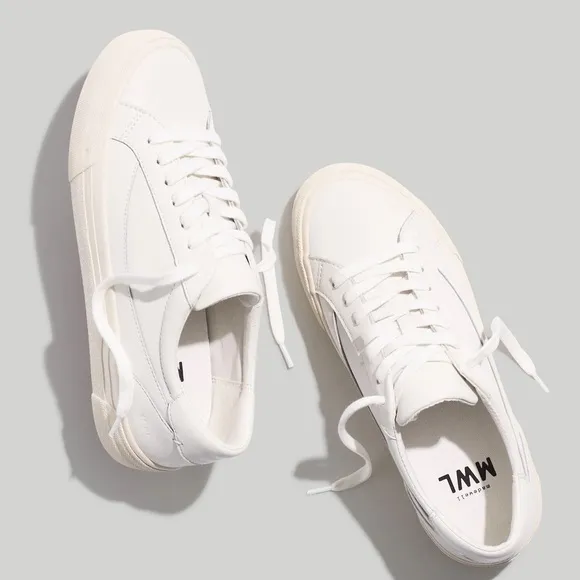 Madewell - Men’s Sidewalk Low-Top Napa Leather Sneakers Pale Parchment - size 9