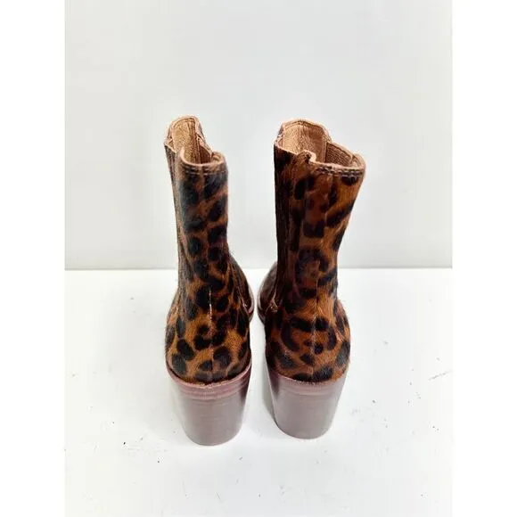 Madewell Shoes Womens Sz 6 Leopard Print Calf Hair Chelsea Boots Block Heel NEW