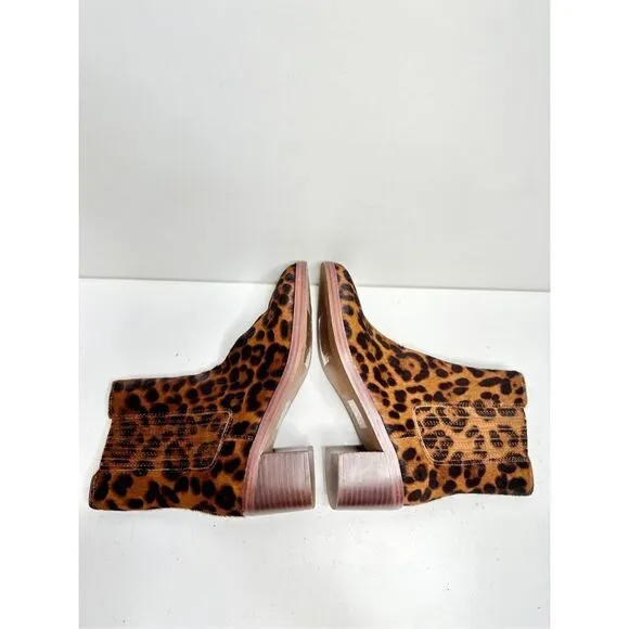 Madewell Shoes Womens Sz 6 Leopard Print Calf Hair Chelsea Boots Block Heel NEW