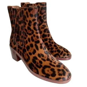 Madewell Shoes Womens Sz 6 Leopard Print Calf Hair Chelsea Boots Block Heel NEW