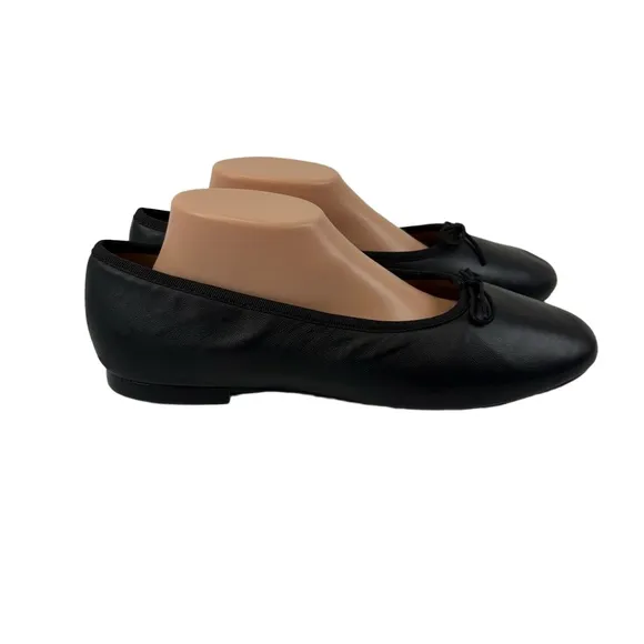 Madewell Womens 12 The Betsy Ballet Flat Black Leather Slip On Shoes Bow NQ320