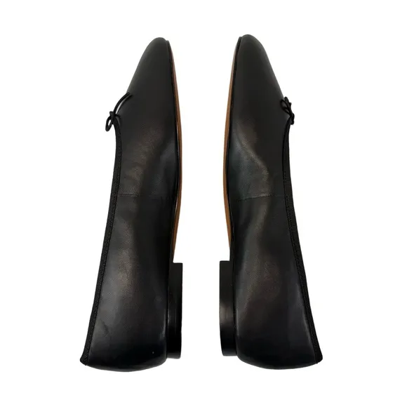Madewell Womens 12 The Betsy Ballet Flat Black Leather Slip On Shoes Bow NQ320