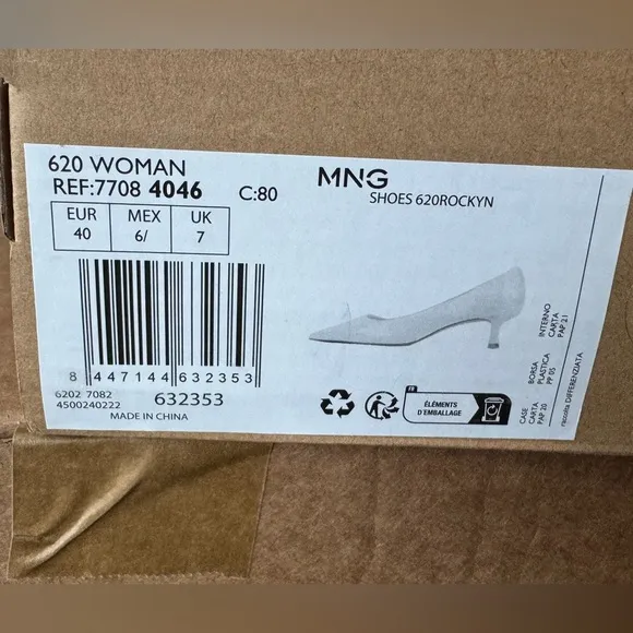 Mango Women's Cream Pointed Toe Heels