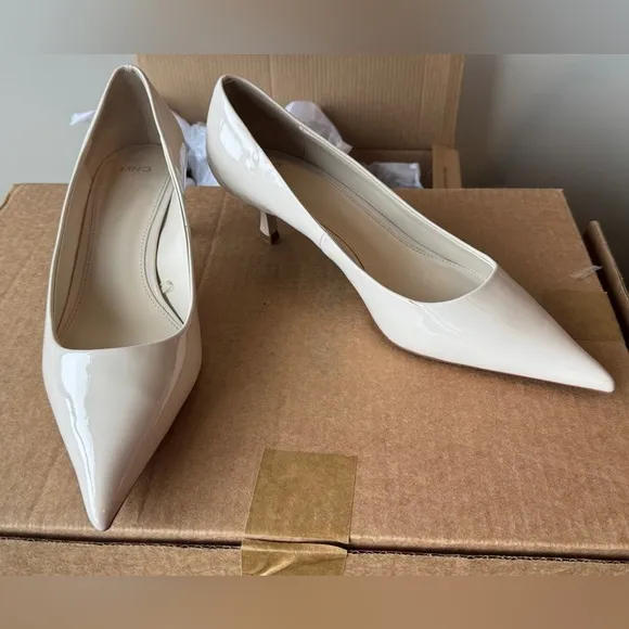 Mango Women's Cream Pointed Toe Heels