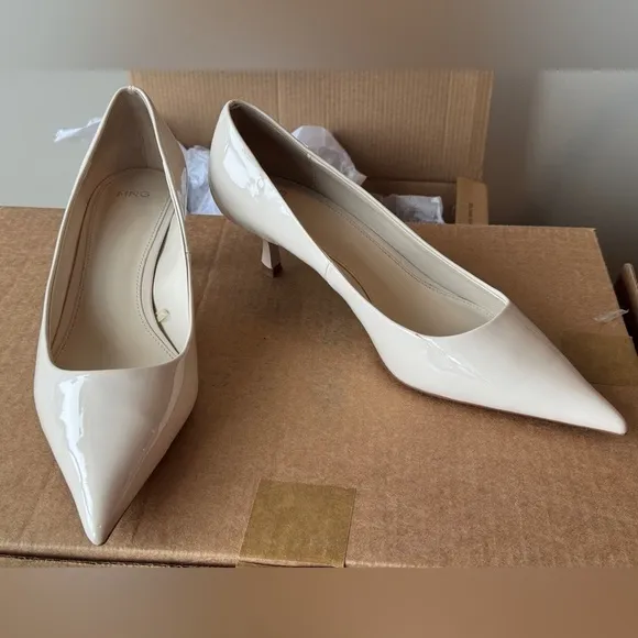 Mango Women's Cream Pointed Toe Heels