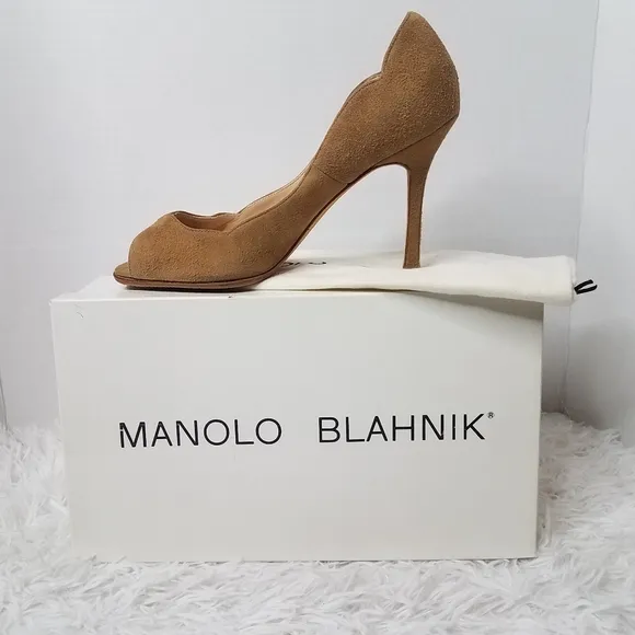 Manolo Blahnik Suede Peep toe heels