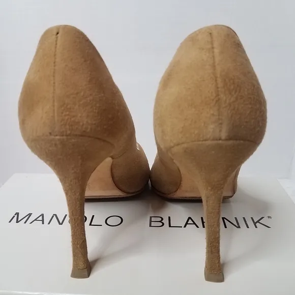 Manolo Blahnik Suede Peep toe heels