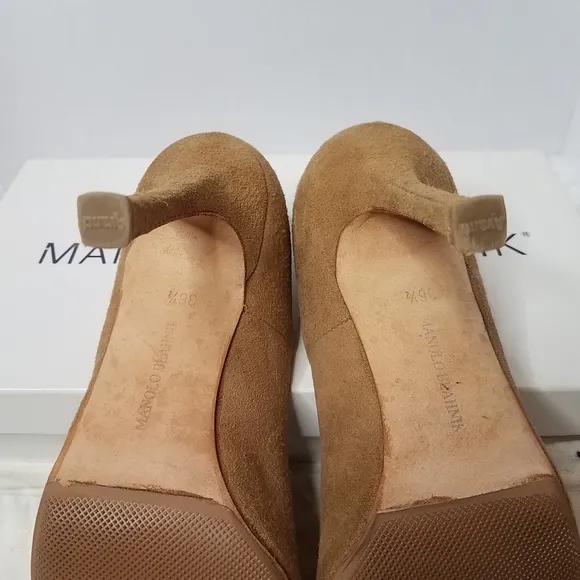 Manolo Blahnik Suede Peep toe heels
