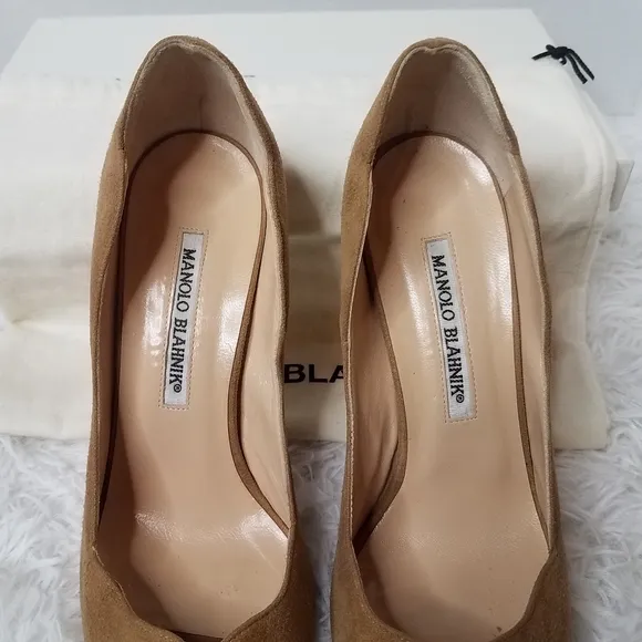 Manolo Blahnik Suede Peep toe heels