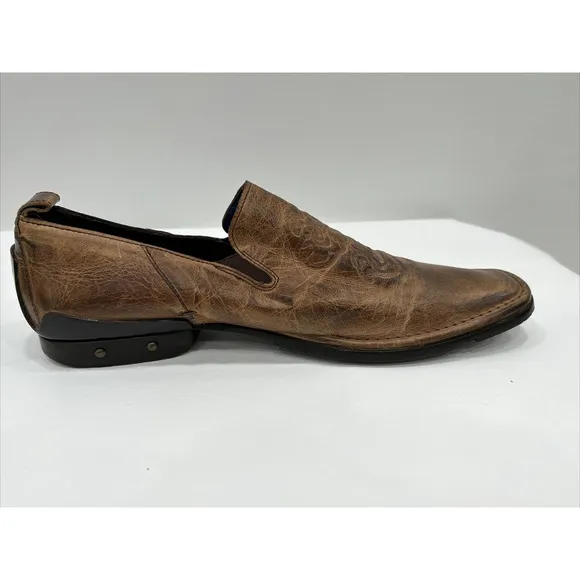 Mark Nason Mens Size 9.5 Brown Rock Lives Leather Dragon Shoes Square Toe W/Box