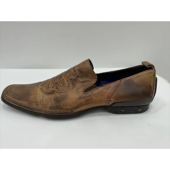 Mark Nason Mens Size 9.5 Brown Rock Lives Leather Dragon Shoes Square Toe W/Box
