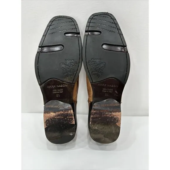 Mark Nason Mens Size 9.5 Brown Rock Lives Leather Dragon Shoes Square Toe W/Box