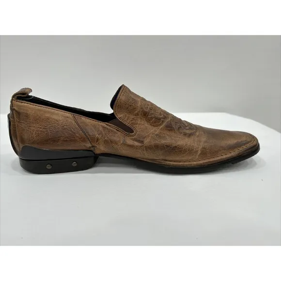 Mark Nason Mens Size 9.5 Brown Rock Lives Leather Dragon Shoes Square Toe W/Box