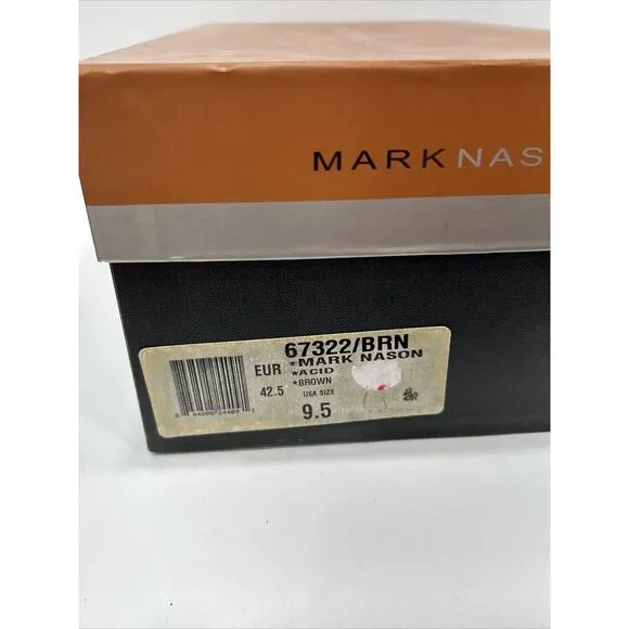 Mark Nason Mens Size 9.5 Brown Rock Lives Leather Dragon Shoes Square Toe W/Box