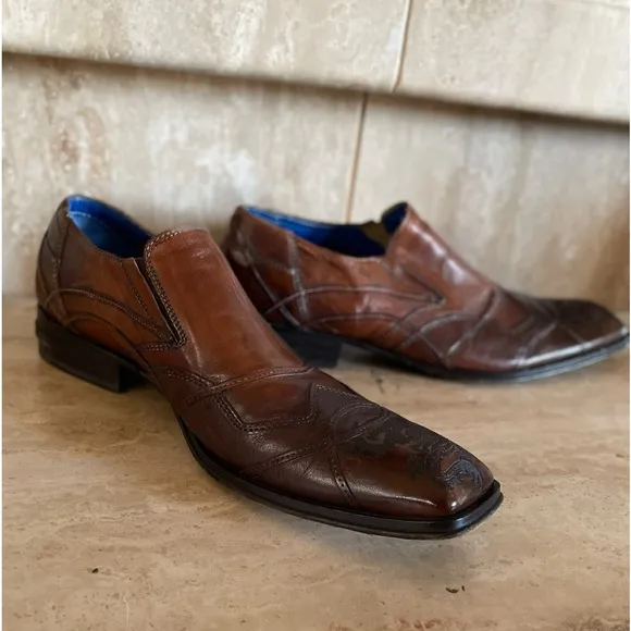 MARK NASON🪢 Rock Lives BROWN LEATHER, Dragon Square Toe Mens SIZE 11