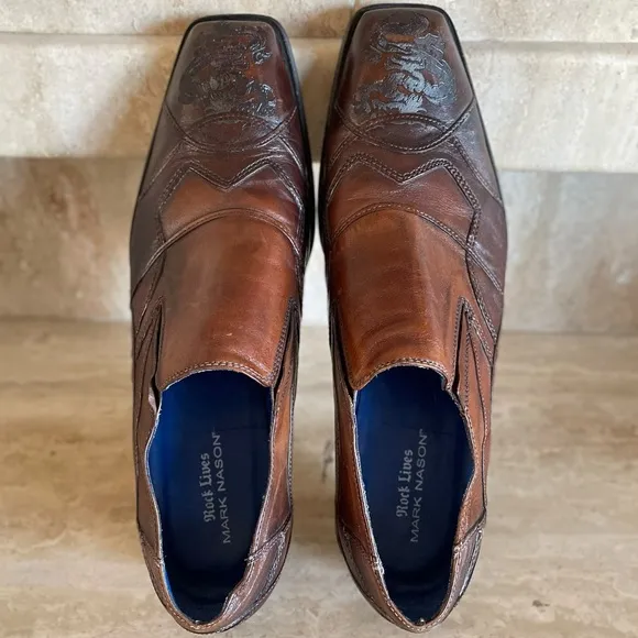 MARK NASON🪢 Rock Lives BROWN LEATHER, Dragon Square Toe Mens SIZE 11