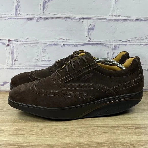 MBT Isimo Brown Suede Wingtip Walking Shoes Men's 46 US 12-12.5 Rocker Oxford