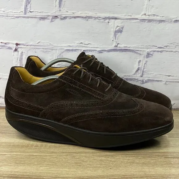 MBT Isimo Brown Suede Wingtip Walking Shoes Men's 46 US 12-12.5 Rocker Oxford