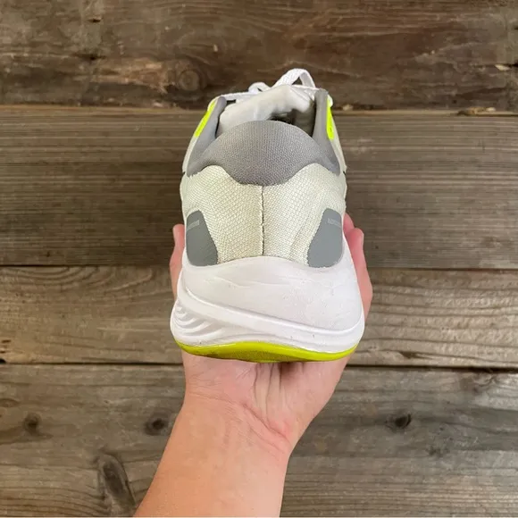 Men Nike Nike Air Zoom Structure 24 White Volt Green Running Shoes Sneakers