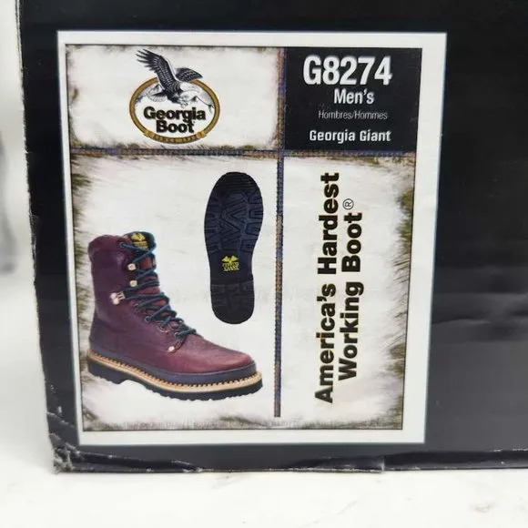 Men's 9W Georgia Boot 8&quot; Georgia Giant work boots in brown leather G8274 9 Wide