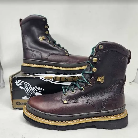 Men's 9W Georgia Boot 8&quot; Georgia Giant work boots in brown leather G8274 9 Wide