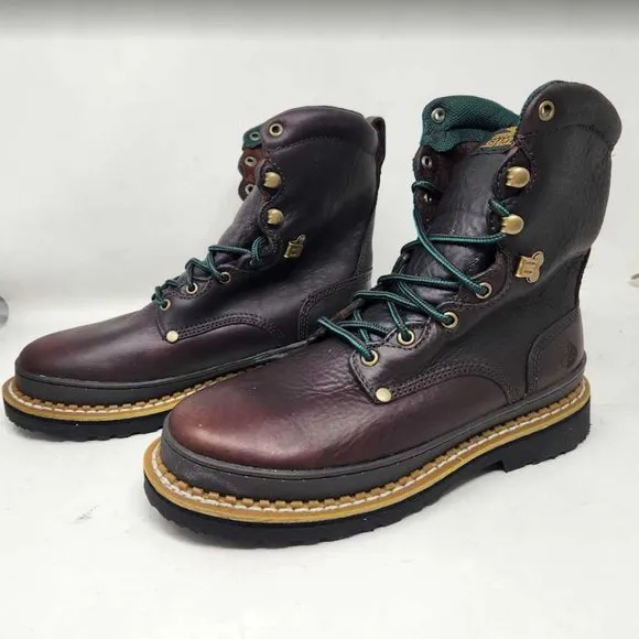 Men's 9W Georgia Boot 8&quot; Georgia Giant work boots in brown leather G8274 9 Wide