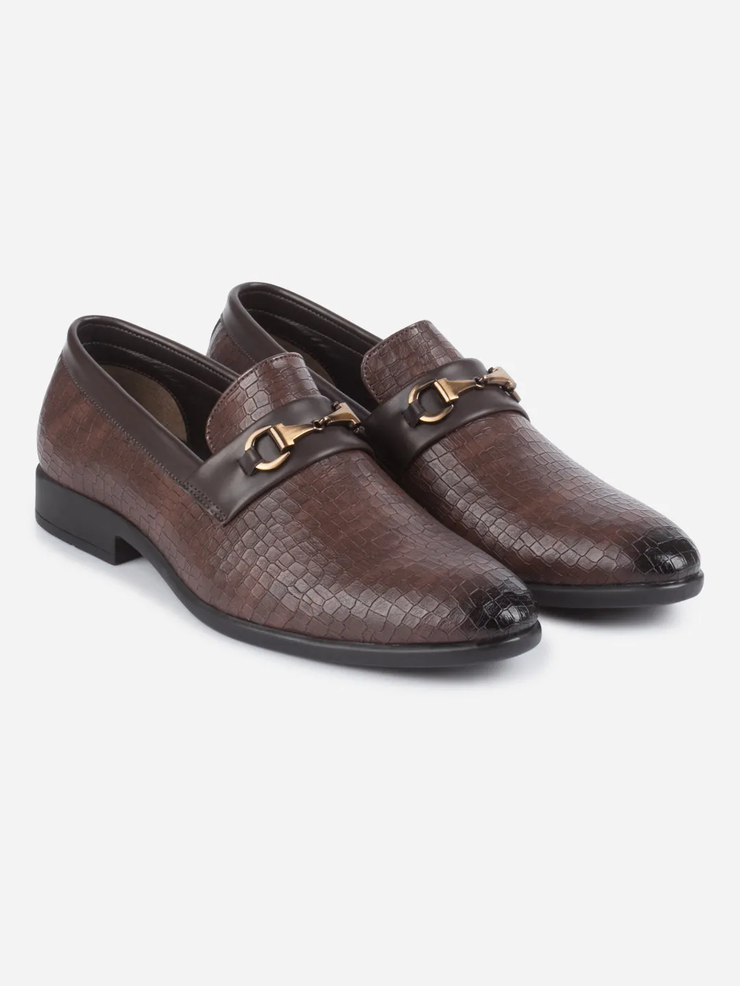 Men's Brown Fashion Buckle Slip On (IX1084)