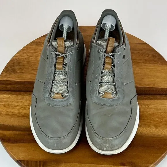 Mens FootJoy Stratos Gray Leather Spikeless‎ Golf Sneakers Shoes Size 14 W GUC