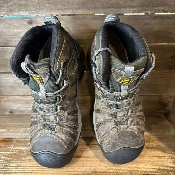 Mens Keen Utility Flint Steel Toe Brown Leather Hiking Boots‎ Shoes Size 8.5 D