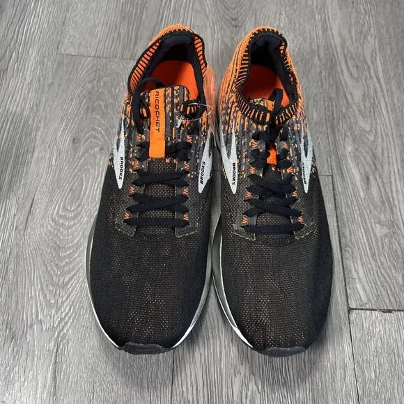 Men’s SAMPLE Brooks Ricochet DNA Knit Black Orange Running Shoes Size 9 NEW