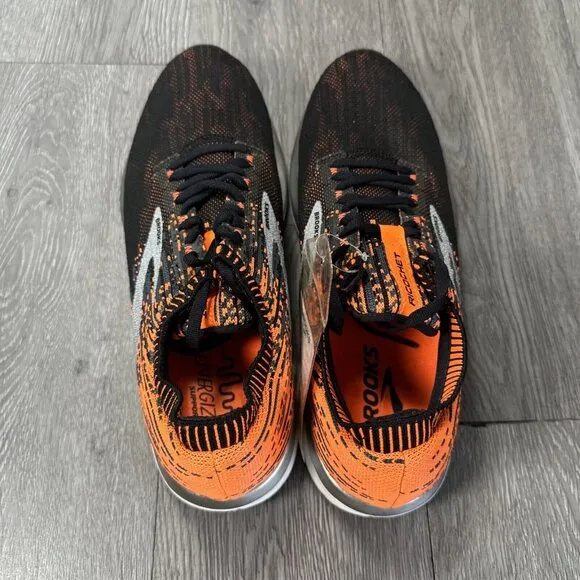 Men’s SAMPLE Brooks Ricochet DNA Knit Black Orange Running Shoes Size 9 NEW