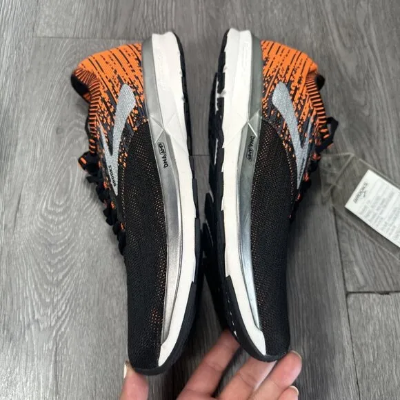 Men’s SAMPLE Brooks Ricochet DNA Knit Black Orange Running Shoes Size 9 NEW