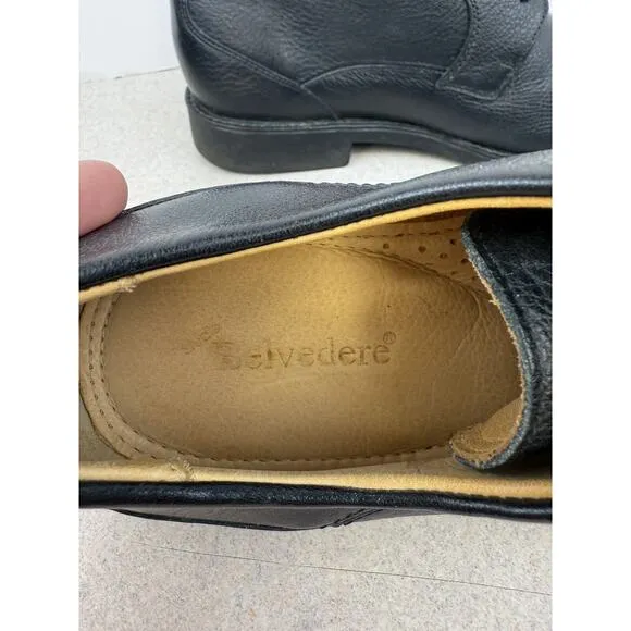 Men’s Studio Belvedere Black Leather Oxford Dress Shoes Size 9 D Brazil