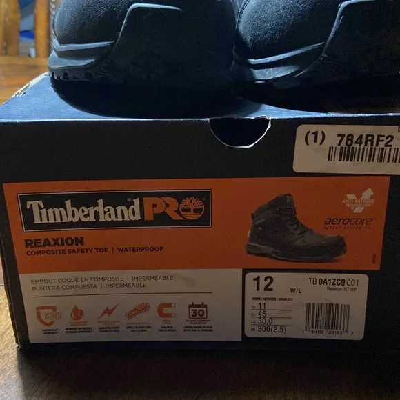 Men’s Timberland Pro Reaxion Composite Safety Toe Waterproof Work Boots Size 12W