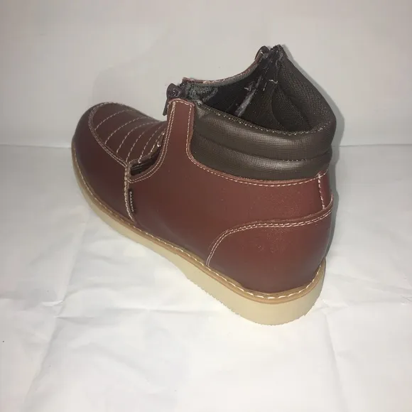 MEN'S WORK BOOTS GENUINE LEATHER ZIP UP BROWN 1216