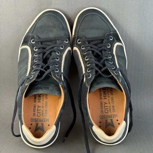 Mephisto Men's Harrison Navy Comfort Lace-Up Sneaker shoes size 10