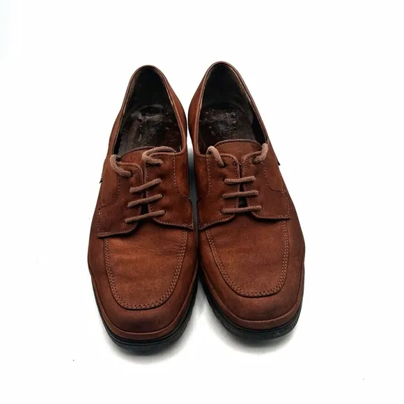 Mephisto Womens Moc Toe Lace Up Shoes Brown Nubuck Leather US 6.5
