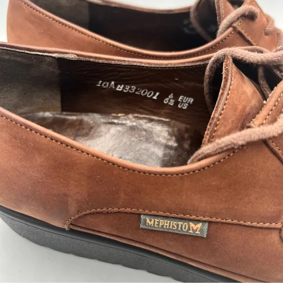 Mephisto Womens Moc Toe Lace Up Shoes Brown Nubuck Leather US 6.5