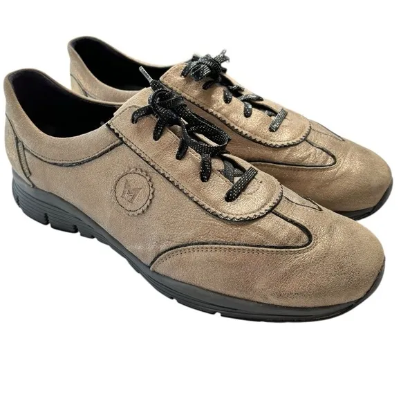 Mephisto Women's Yael Runoff Shoe Sz 11 Oxford Gold Tan Metallic Sneaker Comfort