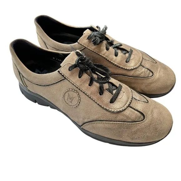Mephisto Women's Yael Runoff Shoe Sz 11 Oxford Gold Tan Metallic Sneaker Comfort