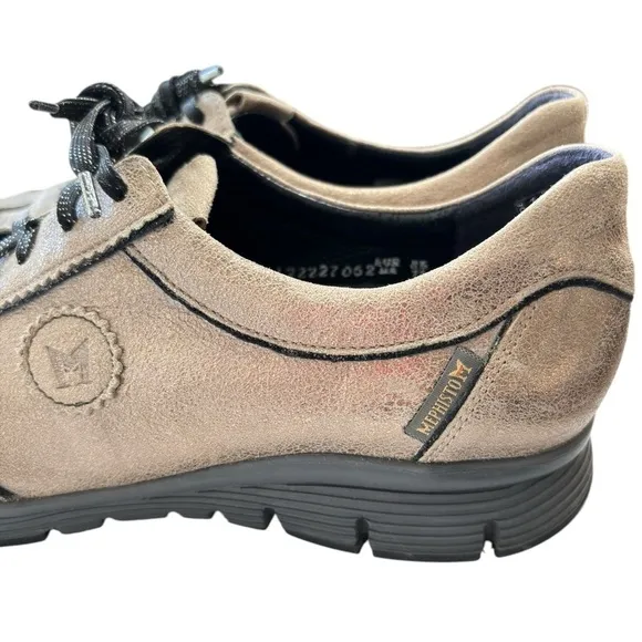 Mephisto Women's Yael Runoff Shoe Sz 11 Oxford Gold Tan Metallic Sneaker Comfort