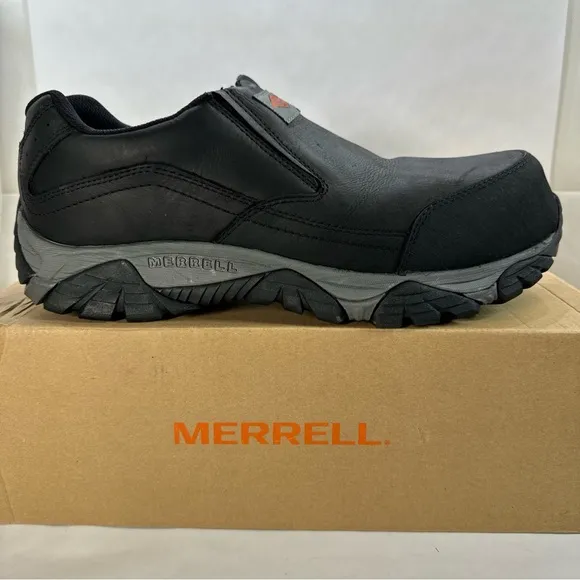 Merrell Moab Adventure Moc Carbon Fiber Toe Black Leather Low Boots Men Size 12