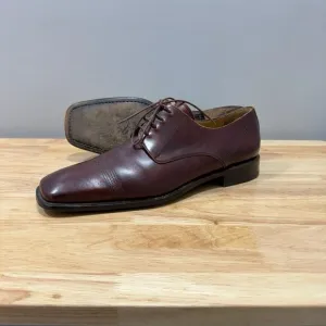 Mezlan Mens 11‎ M Brown Leather Lace Up Square Toe Derby Dress Shoes Oxblood