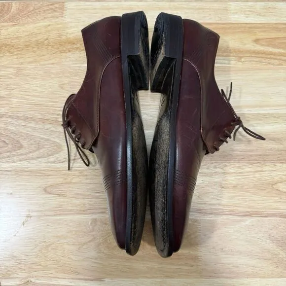 Mezlan Mens 11‎ M Brown Leather Lace Up Square Toe Derby Dress Shoes Oxblood