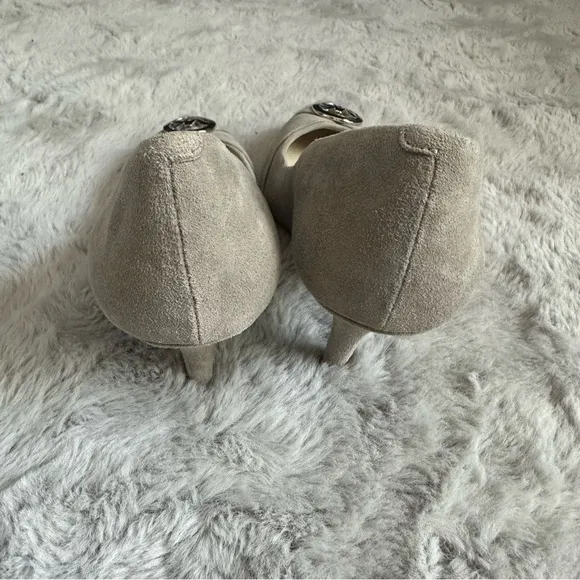 Michael Kors Suede Gray Kitten Heels Work Business Shoes Dress Size 7.5
