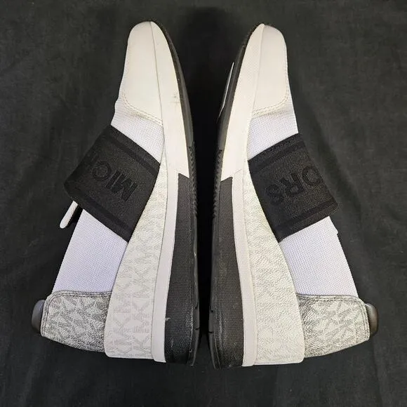 Michael Michael Kors Felix Nylon and Logo Trainer Shoes Size 8.5M  Black White